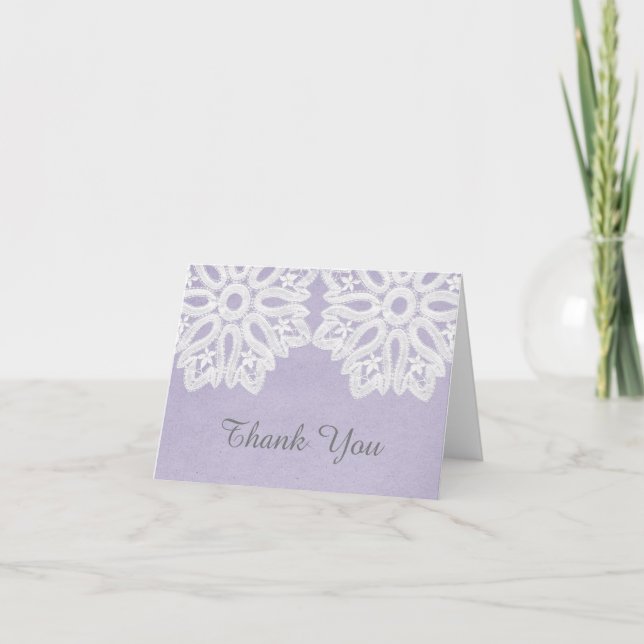 Lila Elegance Lace Dankeschön Card Dankeskarte (Vorderseite)
