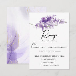 Lila Elegant Lavender Wedding RSVP Karte