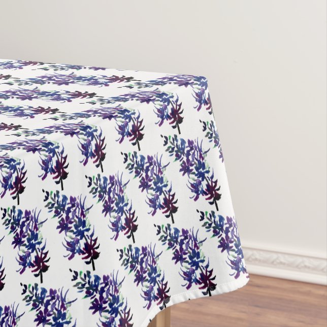 Lila Elegant Modernes Flora Wasserfarben Botanisch Tischdecke (Beispiel)