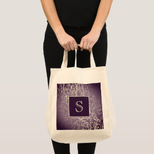 Lila Elegant-Monogram Tote Bag Geblüht Tragetasche
