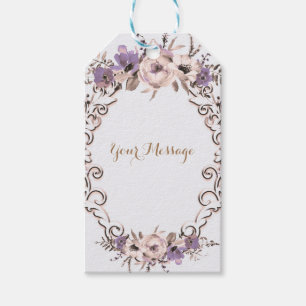 Lila elegante botanische Blumenhochzeit Geschenkanhänger