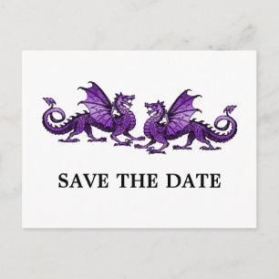 Lila Elegante Drachen Save the Date Postkarte
