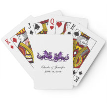 Lila Elegante Drachen spielen Karten