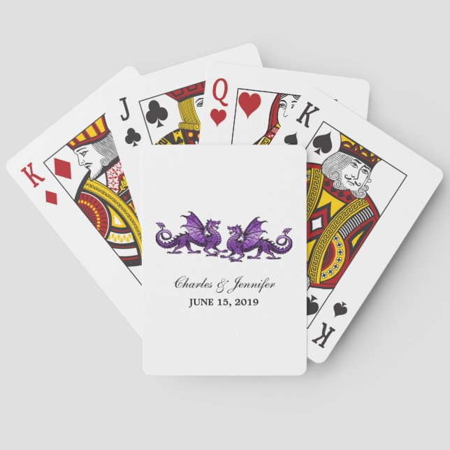 Lila Elegante Drachen spielen Karten Spielkarten (Rückseite)