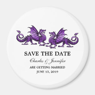 Lila Elegante Dragons speichern das Date Magnet