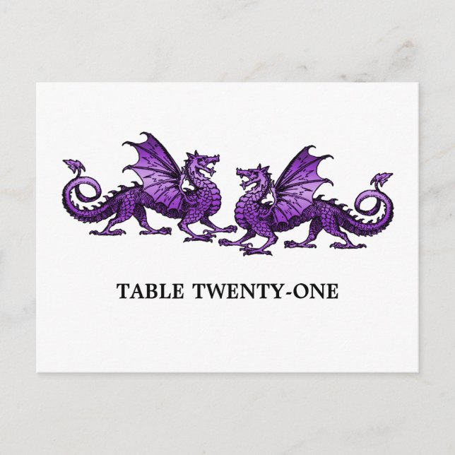 Lila Elegante Dragons Tischnummer Postkarte (Vorderseite)