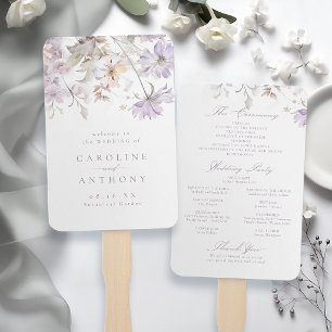 Lila elegante florale Boho-Hochzeitsprogramme Fächer