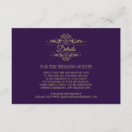 Lila elegante Goldrahmen-Hochzeitskarte Begleitkarte