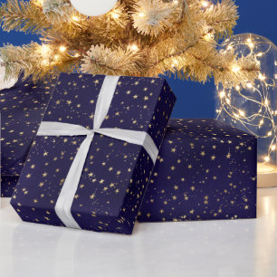 Lila Elegante Himmelssternige Goldsterne Gestaltun Geschenkpapier