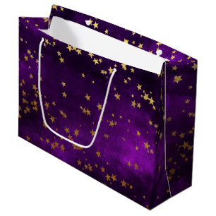 Lila elegante himmlische Sternen Gold Sterne Desig Große Geschenktüte