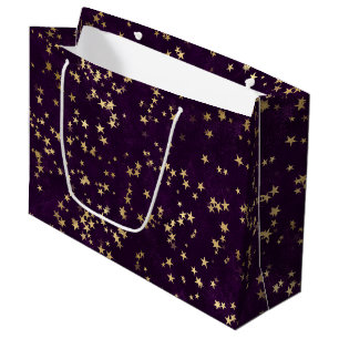 Lila elegante himmlische Sternen Gold Sterne Desig Große Geschenktüte
