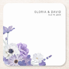 Lila Elegante Hochzeit Rechteckiger Pappuntersetzer