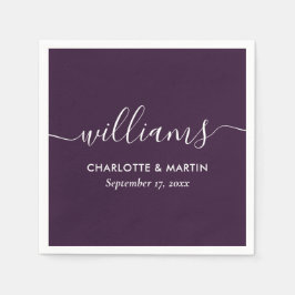 Lila elegante moderne Schrift Hochzeit Serviette