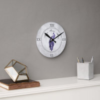 Lila elegante Pfauenakryllische Wall-Uhr
