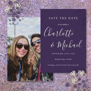 Lila elegante Unterschrift Schriftfoto Save The Date
