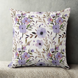 Lila Elegante Vintage Wildblumen Blumenmuster Kissen
