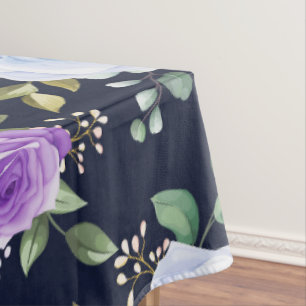 lila, eleganter, blumenschwarzer Boden Tischdecke