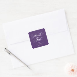 Lila eleganter Script-Abschluss Vielen Dank Quadratischer Aufkleber