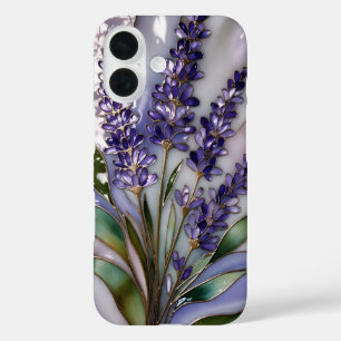 Lila elegantes Blumenhandygehäuse mit Lavendel-Mus iPhone 16 Hülle