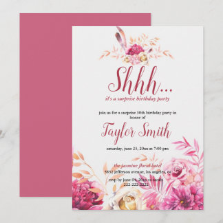 Lila elegantes Floral Surprise Party Einladung