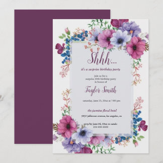 Lila elegantes Floral Surprise Party Einladung
