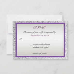 Lila - elegantes Glitzer-Hochzeit UAWG RSVP Karte