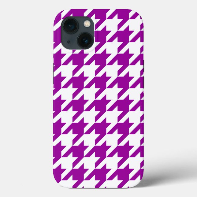 Lila elegantes Hahnentrittmuster Case-Mate iPhone Hülle (Rückseite)