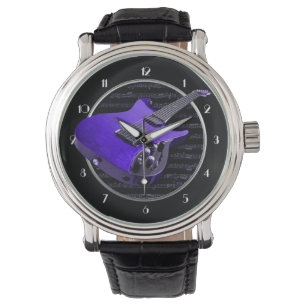 Lila elektrische Gitarrenüberwachung Armbanduhr
