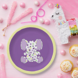 Lila Elephant Baby Dusche Pappteller