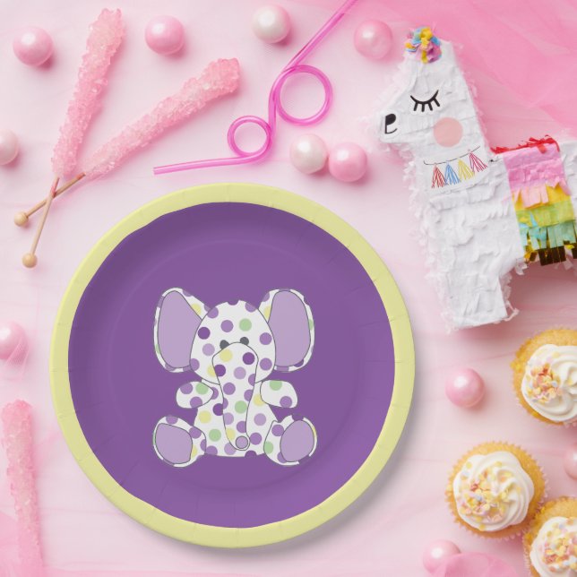Lila Elephant Baby Dusche Pappteller (Party)
