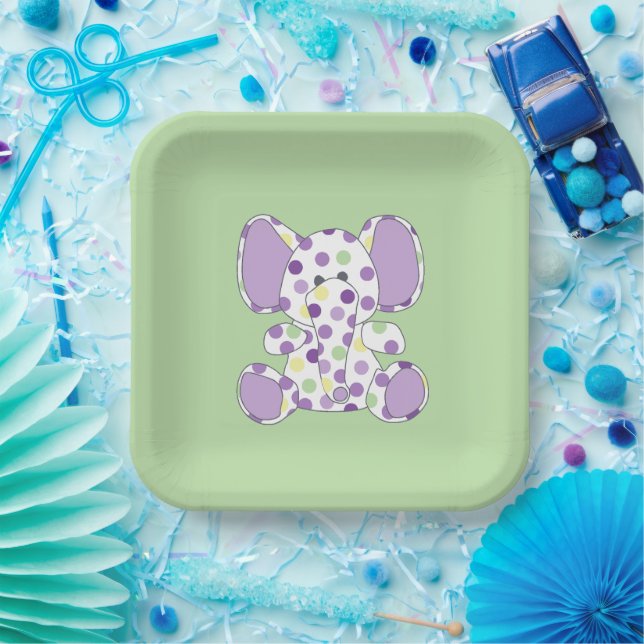 Lila Elephant Baby Dusche Pappteller (Party)