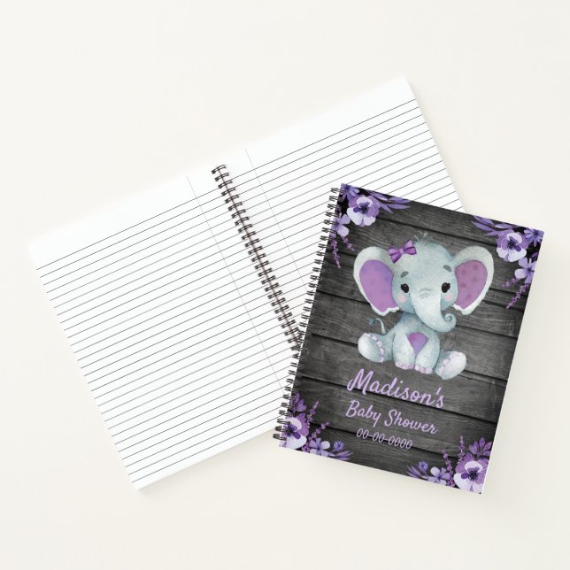 Lila Elephant Hues Book Baby Dusche Geburtstag Notizbuch (Innenseite)