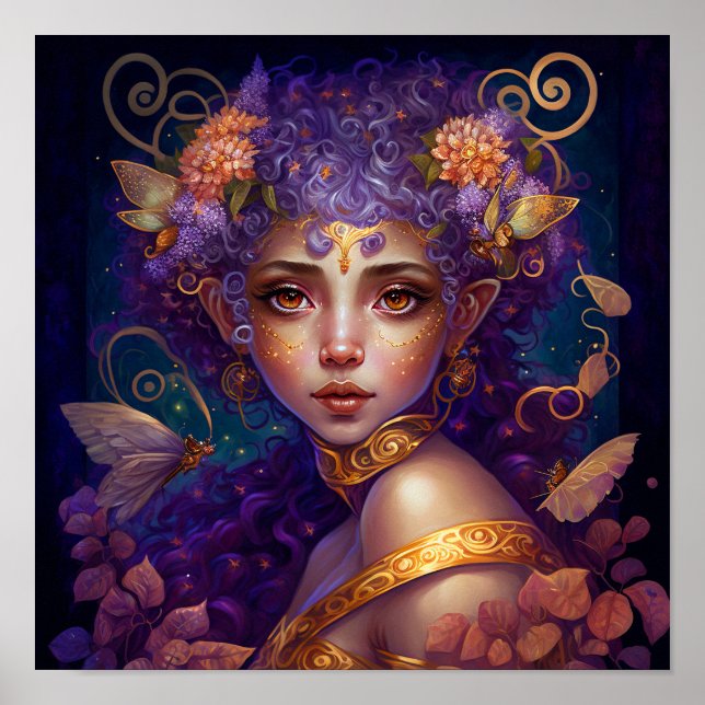 Lila Elf Fairy Fantasy Art Poster (Vorne)