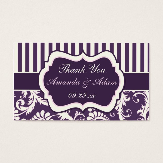 Lila, Elfenbein, rosa Damask Wedding Favor Tag (Vorderseite)
