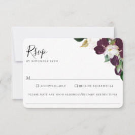 Lila Elfenbeinflora Hochzeitskost Allergie UAWG RSVP Karte