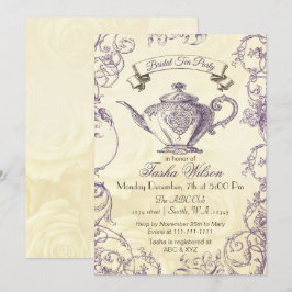 Lila ElfenbeinRose Vintag Bridal Tee Einladung