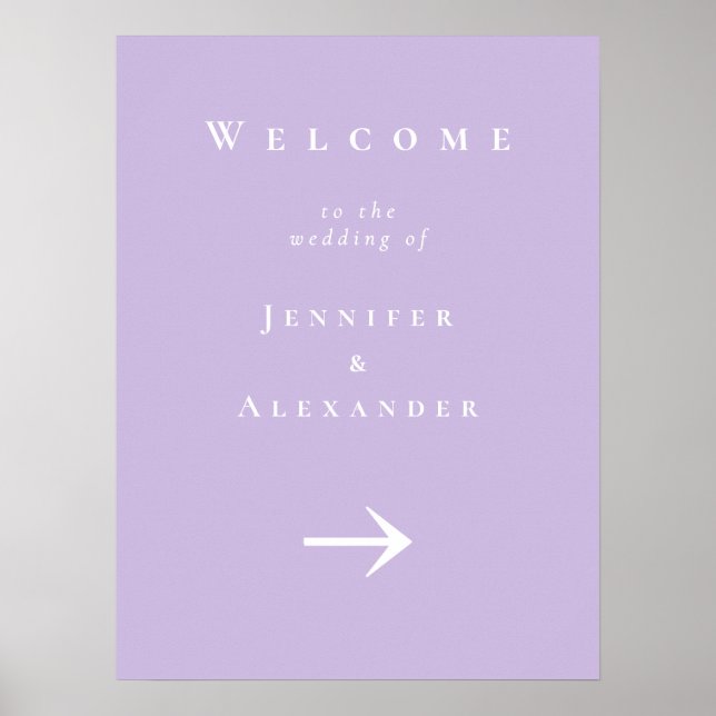 Lila Empfang beim Hochzeitszeichen Poster (Vorne)