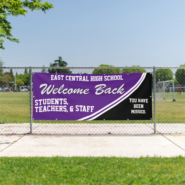Lila Empfang von Kunden zurück zur Schule Banner (InSitu)
