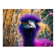 Lila Emu im Schnee