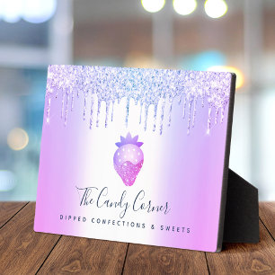 Lila Erdbeere Glitter-Tropfen Chef Dessert Süßigke Fotoplatte
