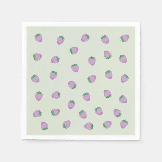 Lila Erdbeermuster Serviette (Vorderseite)