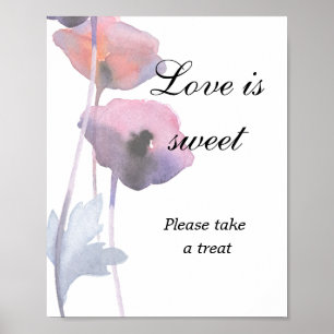 Lila Erröten Mohn Liebe ist süße Hochzeitsdusche  Poster
