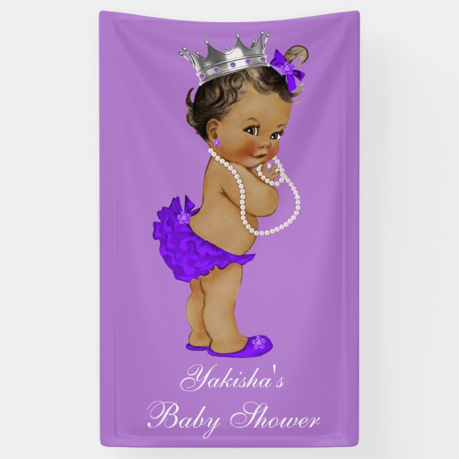 Lila Ethnic Little Princess Baby Dusche Banner (Vertikal)