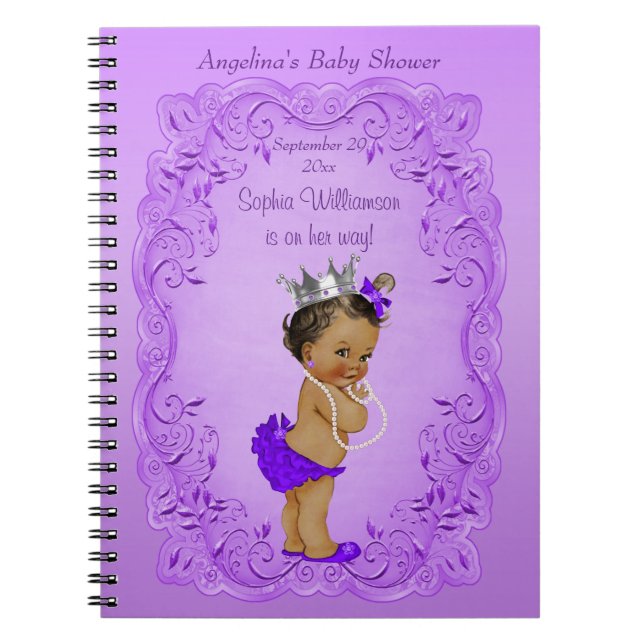 Lila Ethnic Princess Baby Showbook Notizblock (Vorderseite)