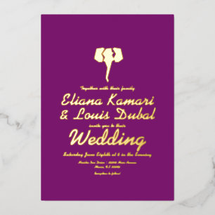 Lila ethnische Hochzeit Folieneinladung