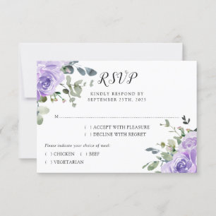 Lila Eukalyptus Botanische Hochzeit RSVP Karte