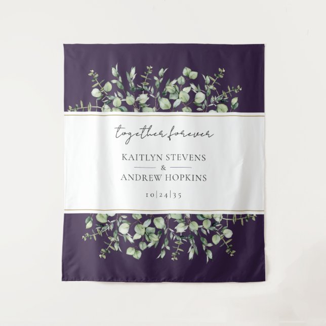Lila Eukalyptus-Hochzeit für immer Wandteppich (Vorderseite)