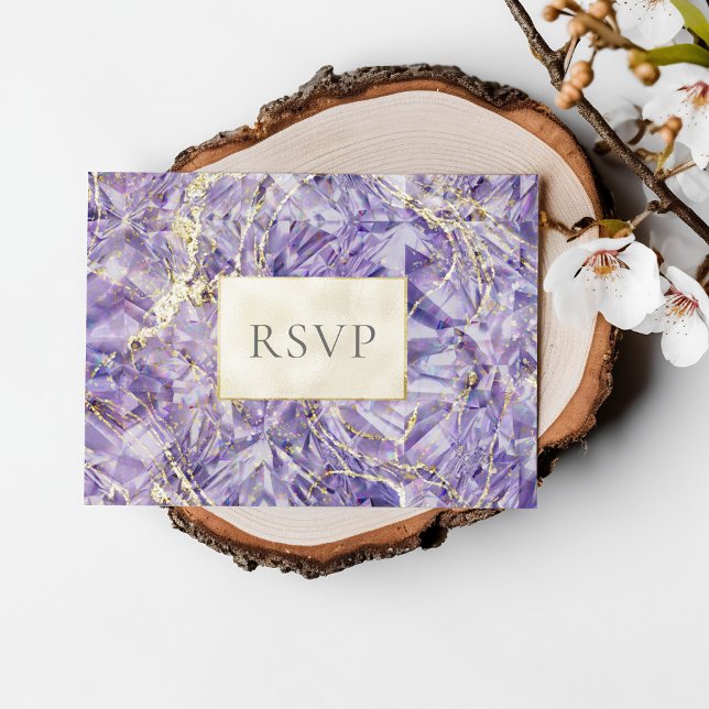 Lila Euphoria Amethyst Gemstone Wedding RSVP Einladungspostkarte (Von Creator hochgeladen)