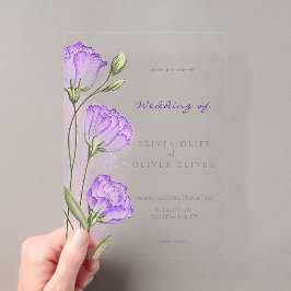 Lila Eustomas Hochzeit Acryleinladungen