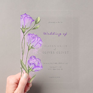 Lila Eustomas Hochzeit Acryleinladungen